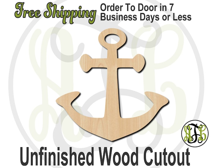 Anchor 3 - 50011- Cutout, unfinished, wood cutout, wood craft, laser cut shape, wood cut out, Door Hanger, wooden, ready to paint