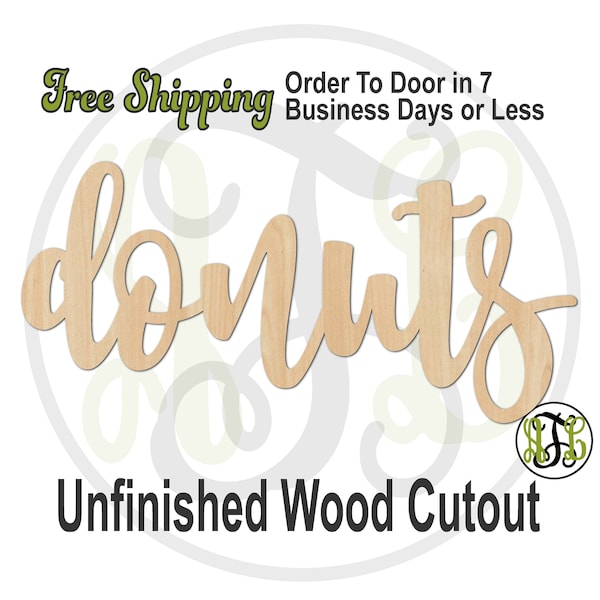 donuts - 320318FrFt- Word Cutout, unfinished, wood cutout, wood craft, laser cut wood, wood cut out, Door Hanger, wooden sign, wreath accent