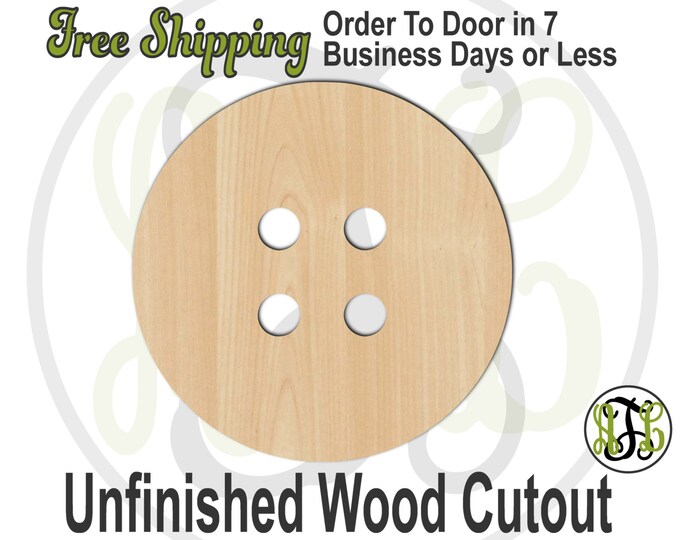 Button- 300099- Cutout, unfinished, wood cutout, wood craft, laser cut shape, wood cut out, Door Hanger, wooden, ready to paint