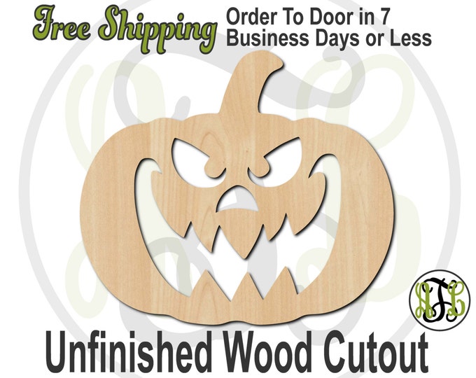 Pumpkin 6- 160028- Halloween Cutout, unfinished, wood cutout, wood craft, laser cut shape, wood cut out, Door Hanger, Jack O Lantern, wooden