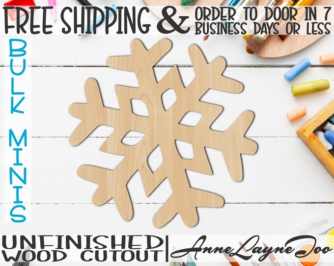 Snowflake 5, 3" to 6" Minis, Small Wood Cutout, unfinished, wood cutout, wood craft, laser cut, wood cut out, ornament -180026