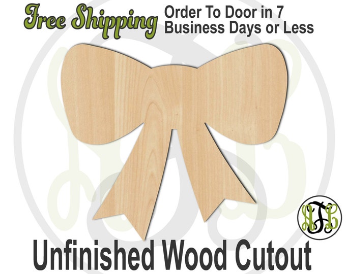 Bow- 300045- Cutout, unfinished, wood cutout, wood craft, laser cut shape, wood cut out, Door Hanger, Christmas, Birthday, Gift, wooden