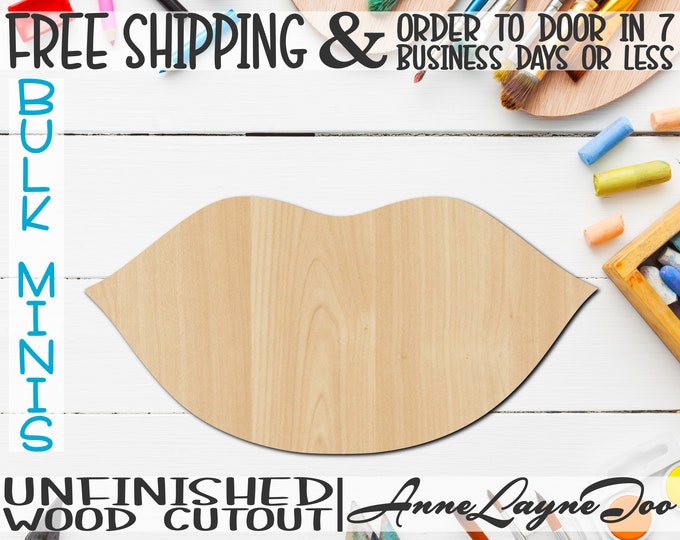 Lips 3- 2" to 6" Minis, Small Wood Cutout, unfinished, wood cutout, wood craft, laser cut shape, wood cut out, ornament -24503