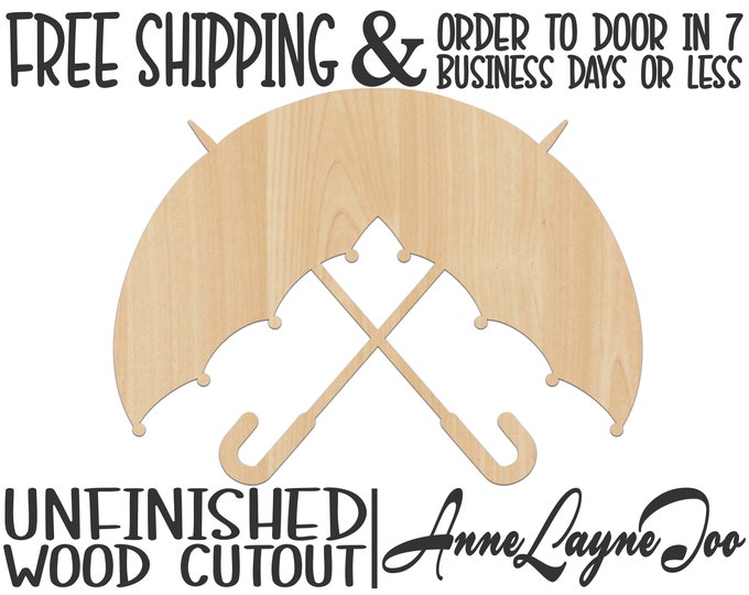 Crossed Umbrellas Wood Cutout, Umbrella Door Hanger, Second Line Umbrellas, wood cutout, laser cut, unfinished wood cutout - 210026