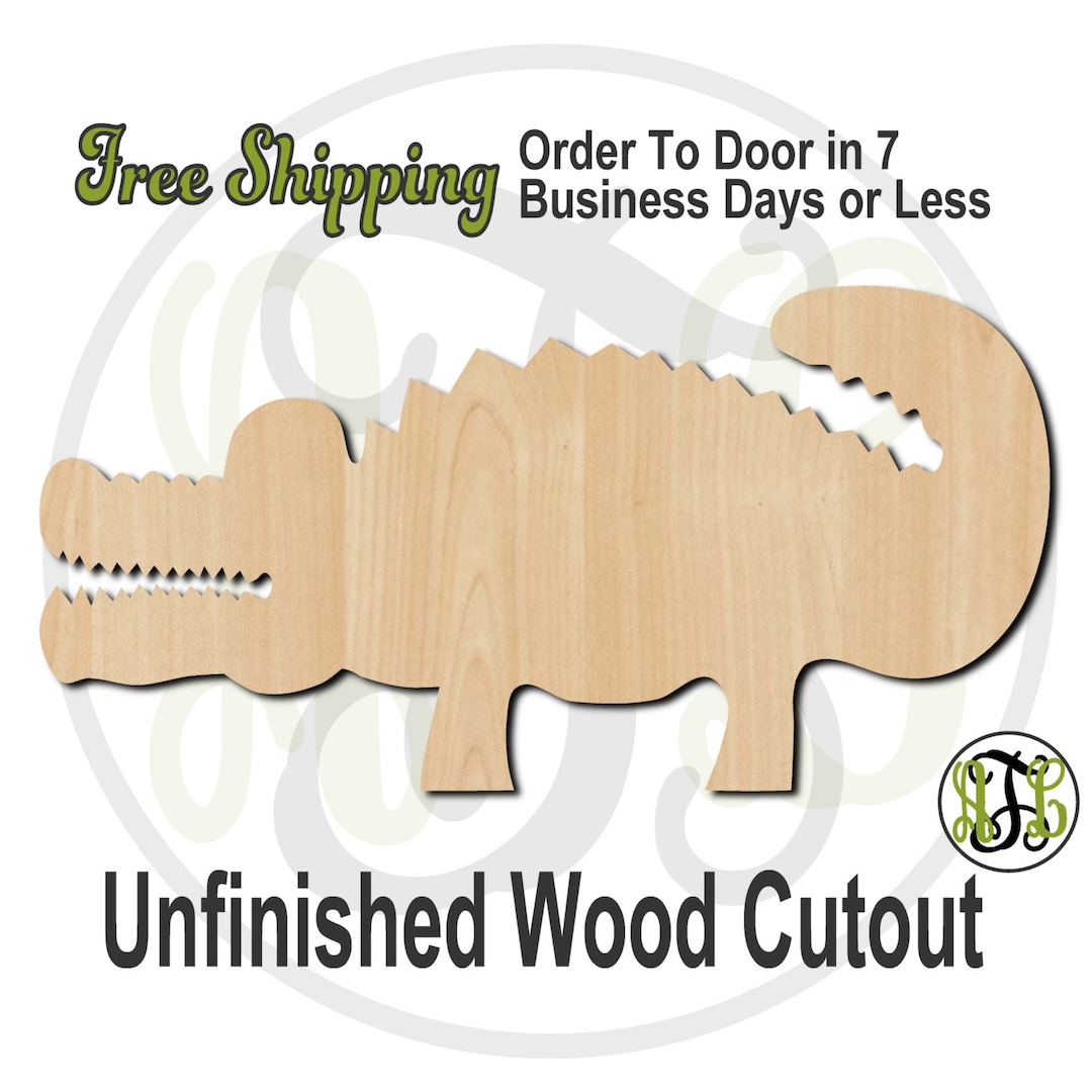 Alligator 2 230042 Cutout, Unfinished, Wood Cutout, Wood Craft
