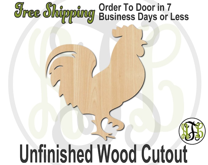 Rooster - 230035- Farm Cutout, unfinished, wood cutout, wood craft, laser cut shape, wood cut out, Door Hanger, Bird, wooden, blank