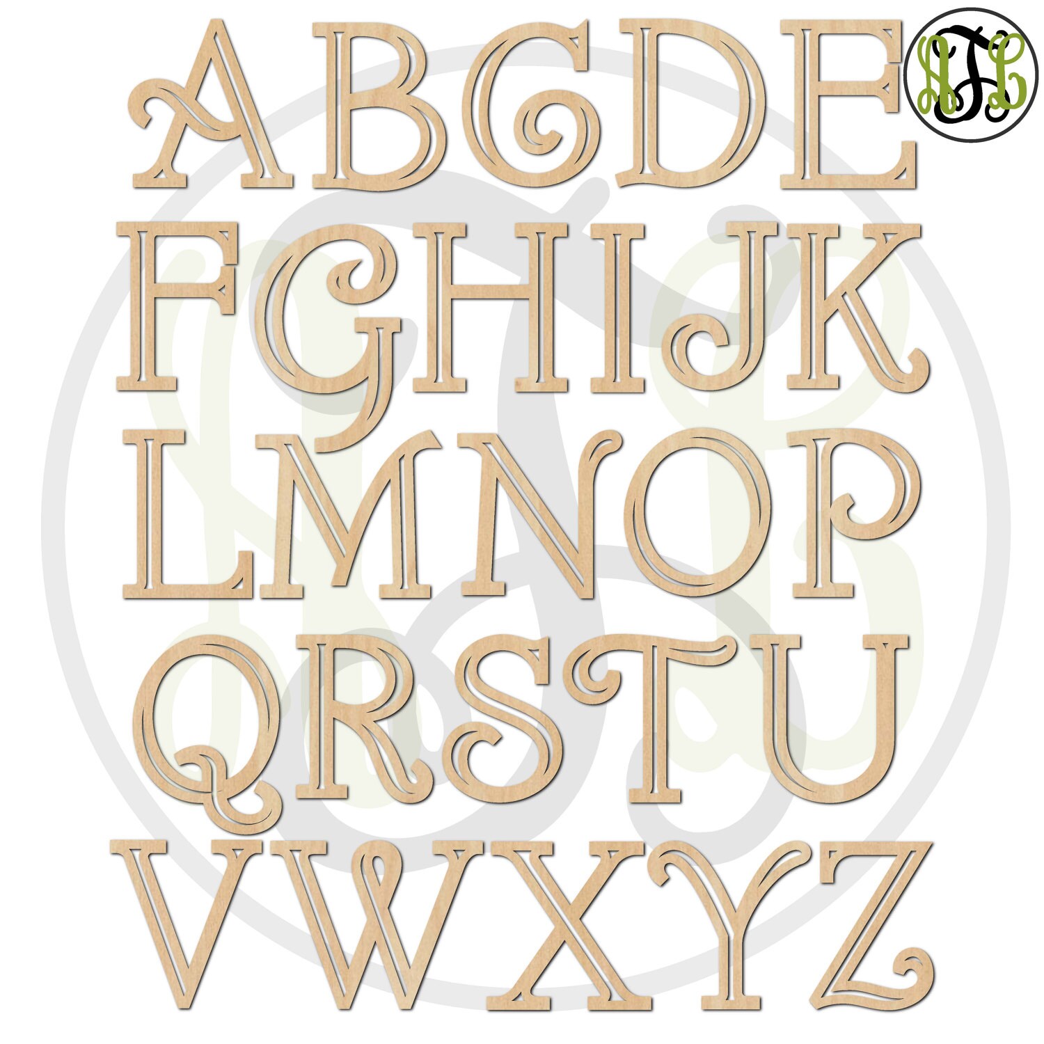 SPNF Font Initials A-Z - Monogram Cutout, Initial, unfinished, wood ...