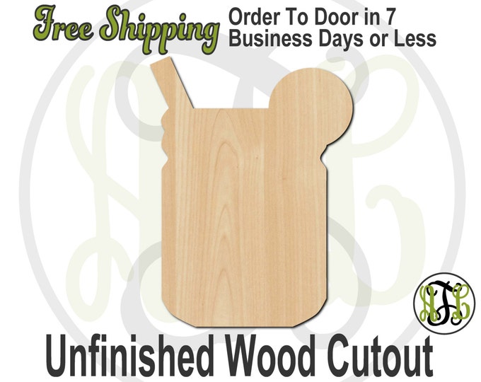 Mason Jar with Straw and Lemon - 300013- Cutout, unfinished, wood cutout, wood craft, laser cut shape, wood cut out, Door Hanger, wooden