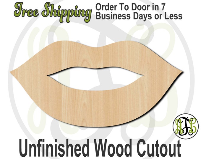 Lips 4 - 24504- Cutout, unfinished, wood cutout, wood craft, laser cut shape, wood cut out, Door Hanger, wooden, ready to paint