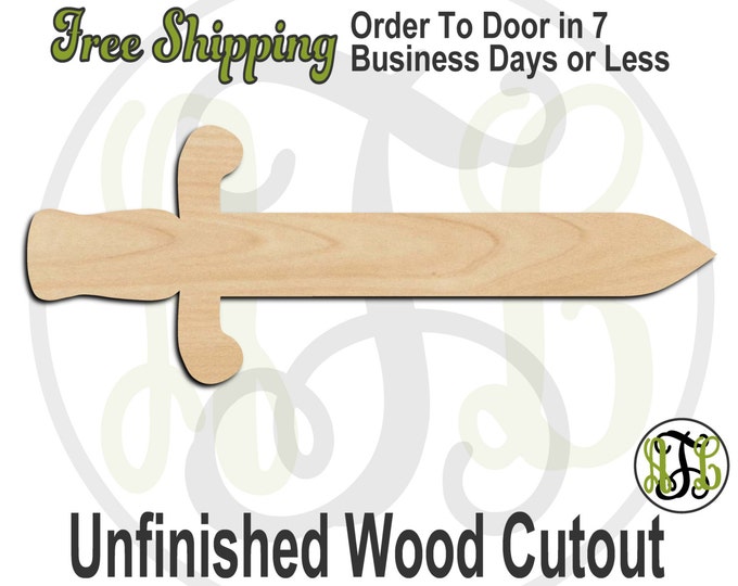 Sword 1 - 300014- Cutout, unfinished, wood cutout, wood craft, laser cut shape, wood cut out, Door Hanger, wooden, ready to paint