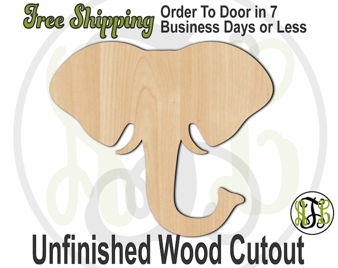 Elephant Head Mascot- 60512- School Spirit Cutout, unfinished, wood cutout, wood craft, laser cut shape, wood cut out, Door Hanger, wooden