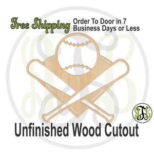 Baseball Field & Bats-60338- Baseball Cutout, unfinished, wood cutout, wood art, laser cut shape, wood cut out, Door Hanger, wooden