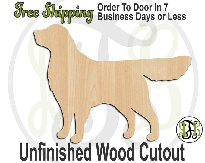 Golden Retriever - 230081- Animal Cutout, unfinished, wood cutout, wood craft, laser cut shape, wood cut out, Door Hanger, Dog, wooden