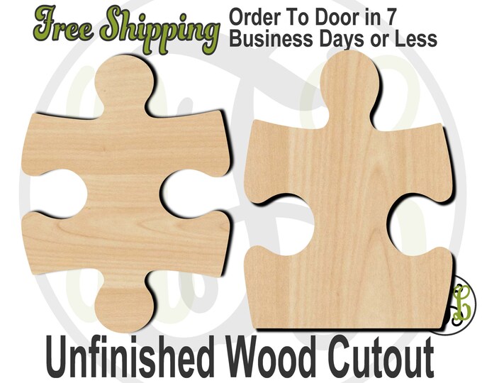 Plaque Puzzle Piece Style 1 or 2  - 40045S1-S2- Cutout, unfinished, wood cutout, wood craft, laser cut, wood cut out, DIY, Free Shipping