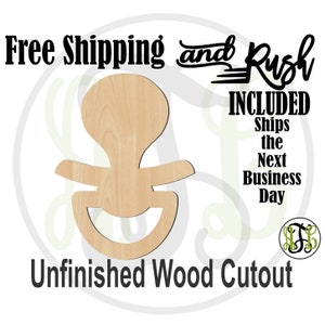 Pacifier - 30010- Baby Cutout, unfinished, wood cutout,  laser cut shape, Door Hanger, wreath accent - RUSH PRODUCTION