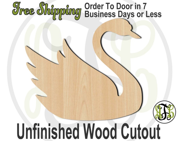 Swan- 230045- Bird Cutout, unfinished, wood cutout, wood craft, laser cut shape, wood cut out, Door Hanger, wooden, blank