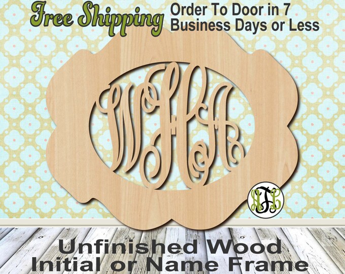 Unfinished Wood Emily Frame Monogram, Name, Word, Custom, laser cut wood, wooden cut out, Wedding, Personalized, DIY