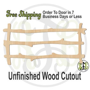 Stick Fence - 300196- Farm Cutout, unfinished, wood cutout, wood craft, laser cut shape, wood cut out, Door Hanger, wooden, country