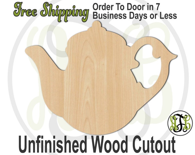 Teapot 2 - 300047- Kitchen Cutout, unfinished, wood cutout, wood craft, laser cut shape, wood cut out, Door Hanger, wooden, ready to paint