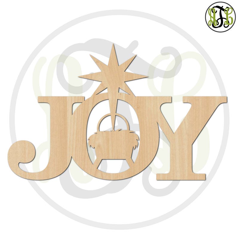 Joy With Manger &amp; Star 180253 Christmas Cutout Unfinished | Etsy