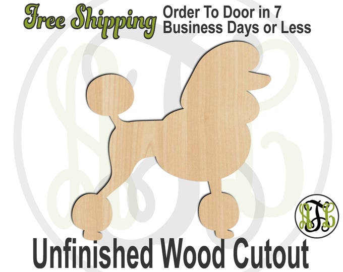 Poodle - 230087- Animal Cutout, unfinished, wood cutout, wood craft, laser cut shape, wood cut out, Door Hanger, Dog, wooden, blank