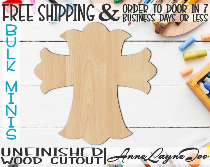 Cross 1- 2" to 6" Minis, Small Wood Cutout, unfinished, wood cutout, wood craft, laser cut shape, wood cut out, ornament -29001