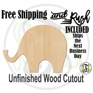 Simple Elephant - 230108- Cutout, unfinished, wood cutout,  laser wood cutout, Door Hanger, wreath accent - RUSH PRODUCTION