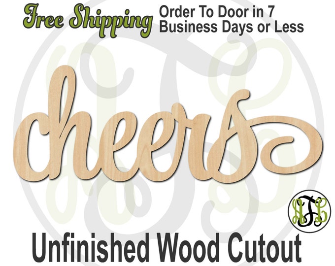 cheers - 320014SSt- Word Cutout, unfinished, wood cutout, wood craft, laser cut wood, wood cut out, Door Hanger, wooden sign, wall art