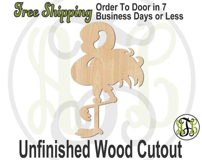 Flamingo - 230043- Bird Cutout, unfinished, wood cutout, wood craft, laser cut shape, wood cut out, Door Hanger, Spanish Town Parade, wooden