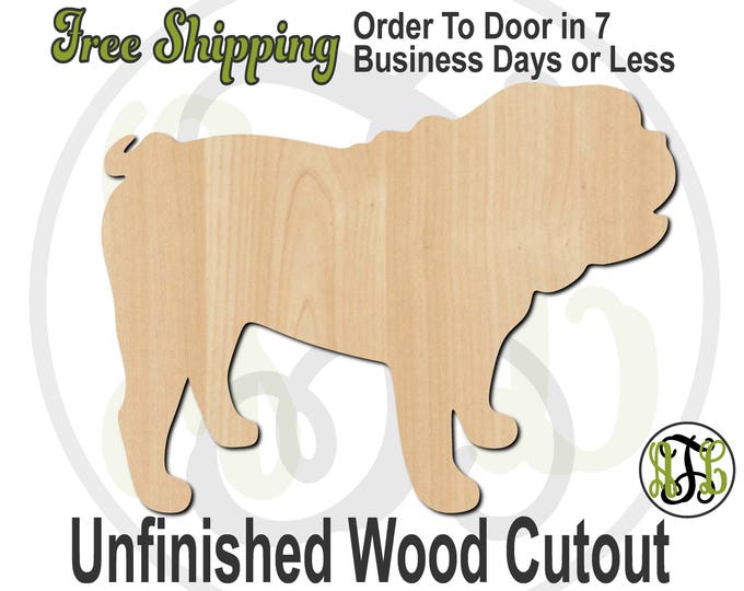 Bulldog - 230077- Animal Cutout, unfinished, wood cutout, wood craft, laser cut shape, wood cut out, Door Hanger, Dog, wooden, blank