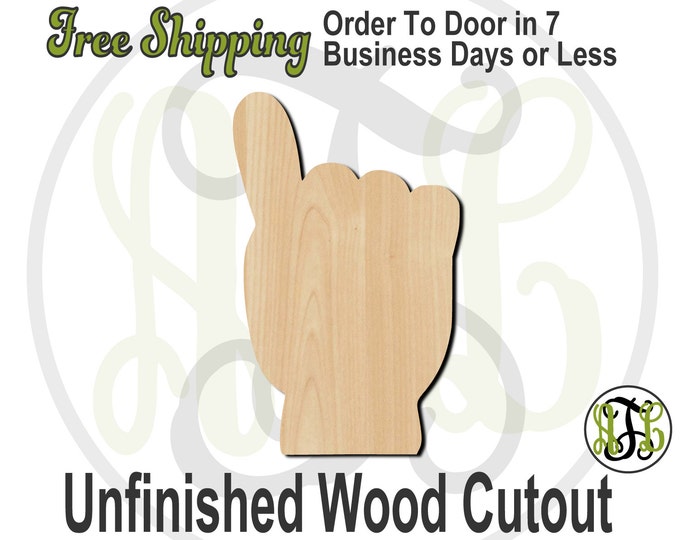 1 Finger - 80009- Cutout, unfinished, wood cutout, wood craft, laser cut shape, wood cut out, Door Hanger, wooden, wreath accent