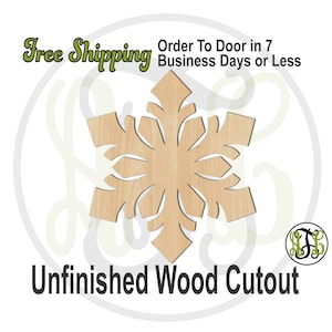Snowflake 6- 180054- Christmas Cutout, unfinished, wood cutout, wood craft, laser cut shape, wood cut out, Door Hanger, Holiday, wooden