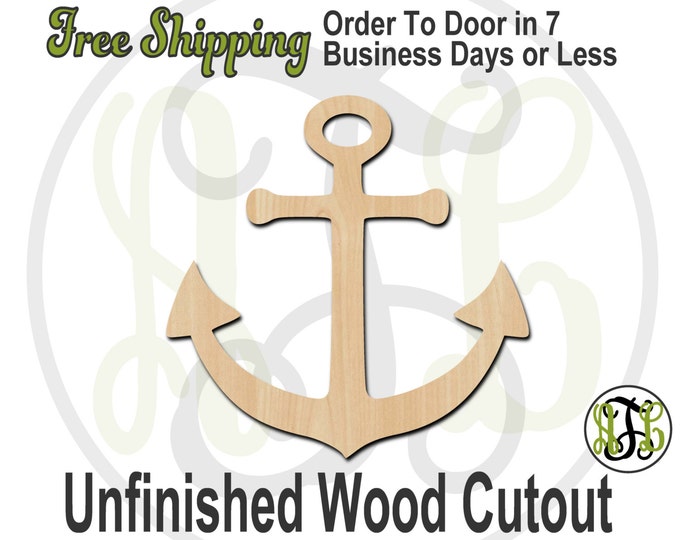 Anchor 1 - 50009- Cutout, unfinished, wood cutout, wood craft, laser cut shape, wood cut out, Door Hanger, wooden, ready to paint