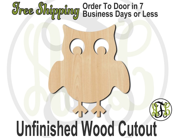 Owl 4 - 230010- Bird Cutout, unfinished, wood cutout, wood craft, laser cut shape, wood cut out, Door Hanger, wooden, blank