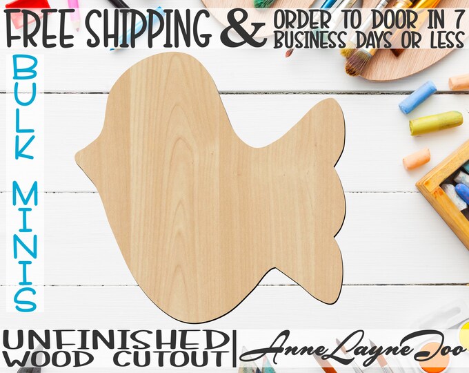 Bird 2- 1" to 6" Minis, Small Wood Cutout, unfinished, wood cutout, wood craft, laser cut shape, wood cut out, ornament -230002