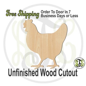 Hen - 230119- Farm Animal Cutout, unfinished, wood cutout, wood craft, laser cut shape, wood cut out, Door Hanger, wooden, blank, bird