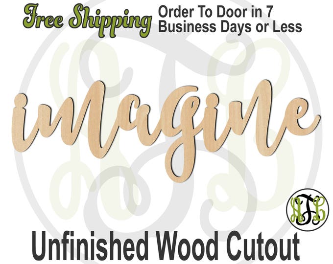 imagine - 320277FrFt- Word Cutout, unfinished, wood cutout, wood craft, laser cut wood, wood cut out, Door Hanger, wooden, wreath accent