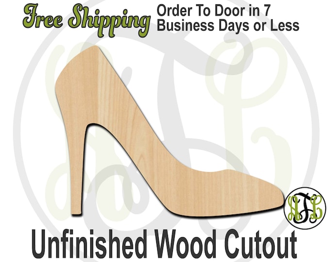 High Heel - 300068- Cutout, unfinished, wood cutout, wood craft, laser cut shape, wood cut out, Door Hanger, Dress Shoe, wooden