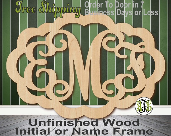 Unfinished Wood Madison Frame Monogram, Name, Word, Custom, laser cut wood, wooden cut out, Wedding, Personalized, DIY