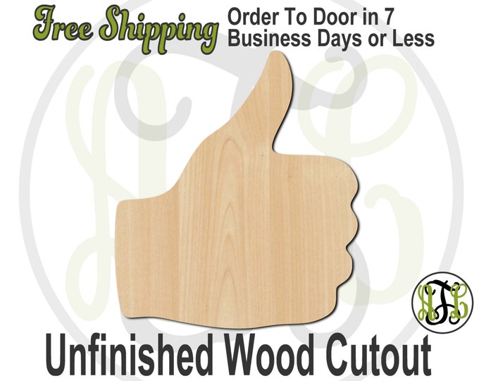 Thumbs Up- 300134- Cutout, unfinished, wood cutout, wood craft, laser cut shape, wood cut out, Door Hanger, wooden, ready to paint