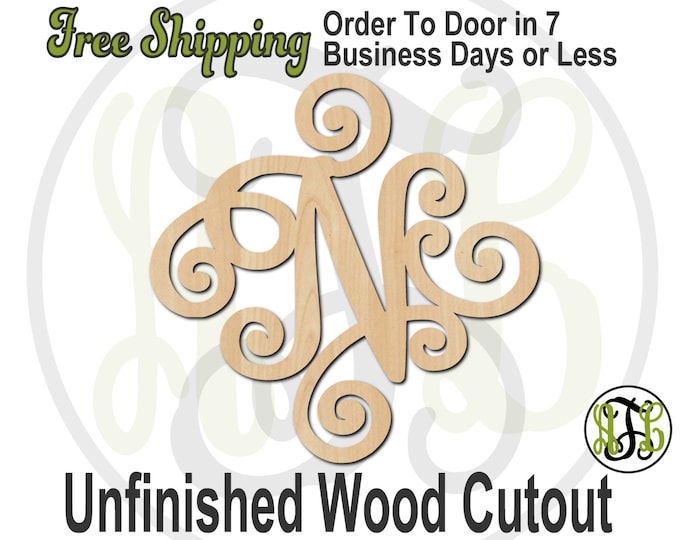 Elegant Scroll Initials- 410004 A-Z - Monogram Cutout, unfinished, wood cutout, wood craft, laser cut, wood cut out, wooden, Door Hanger