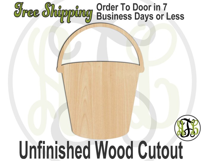 Bucket - 300097- Pail Cutout, unfinished, wood cutout, wood craft, laser cut shape, wood cut out, Door Hanger, wooden, ready to paint