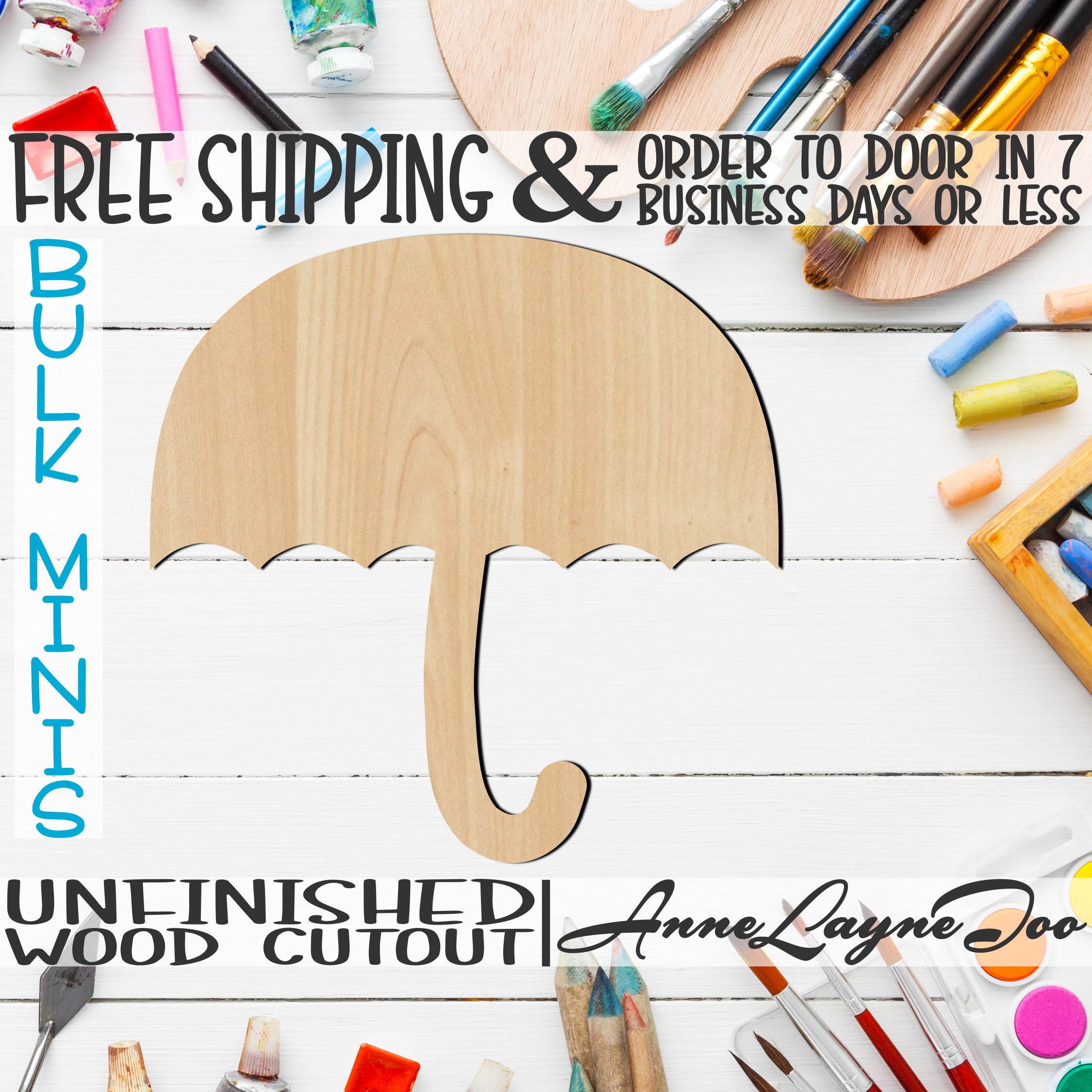 Clothing Umbrella - Laser Cut Out Unfinished Wood Craft Shape CLT50 Clothing Umbrella - Laser Cut Out Unfinished Wood Craft Shape CLT50