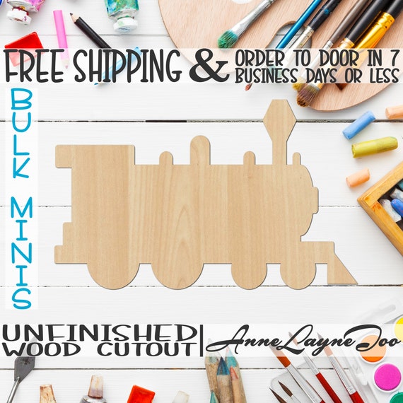 Train - Laser Cut Out Unfinished Wood Craft Shape TRN18 Train - Laser Cut Out Unfinished Wood Craft Shape TRN18