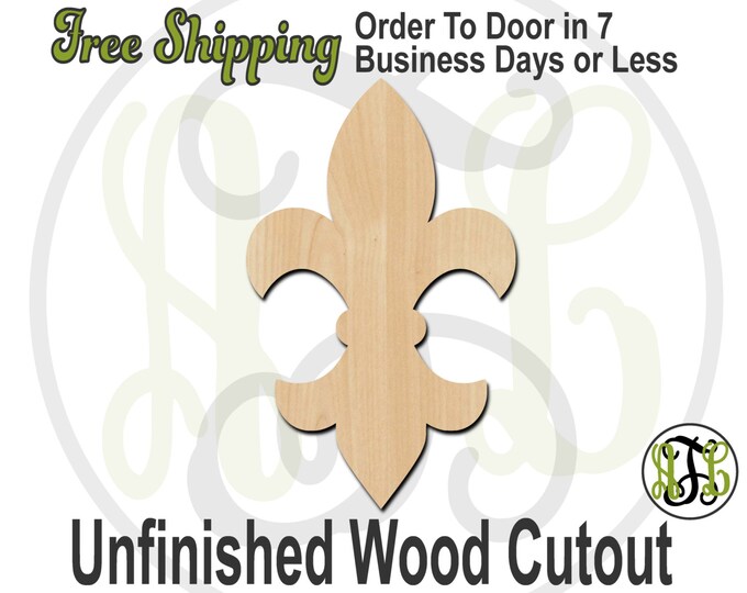 Fleur de Lis 13 - No. 300032- Cutout, unfinished, wood cutout, wood craft, laser cut shape, wood cut out, Door Hanger, wooden