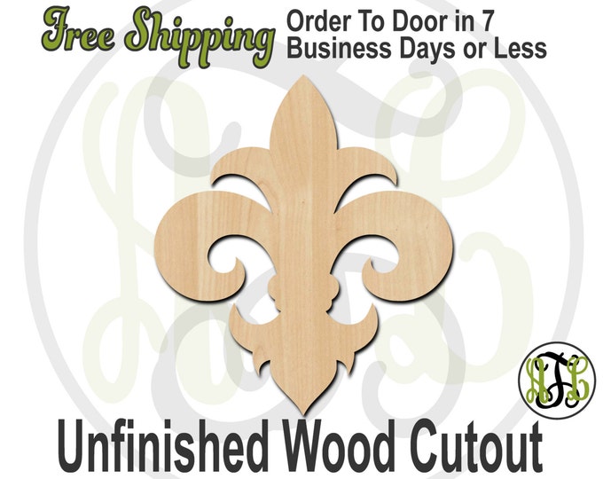 Fleur de Lis 12- No. 300031- Cutout, unfinished, wood cutout, wood craft, laser cut shape, wood cut out, Door Hanger, wooden, ready to paint