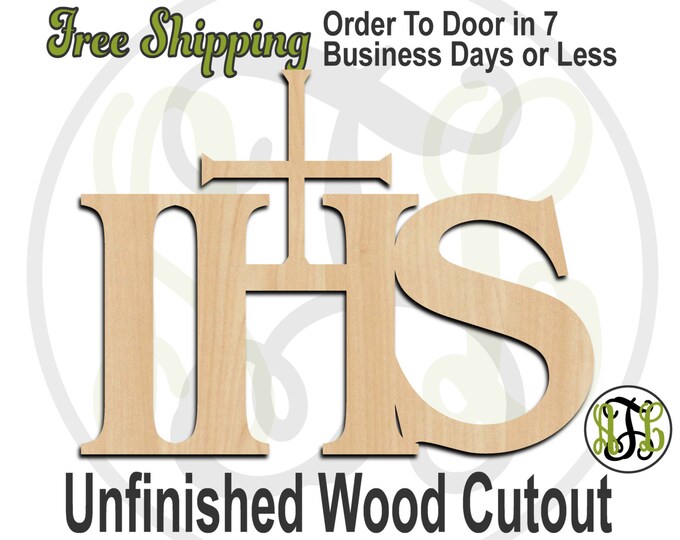 IHS - 290006- Religious Cutout, unfinished, wood cutout, wood craft, laser cut shape, wood cut out, Door Hanger, Jesus, wooden