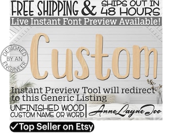 Custom Name / Word / Phrase- Block Letter Cutout, unfinished wood, wood cutout, craft, laser cut wood, wood cut out, name sign, word sign