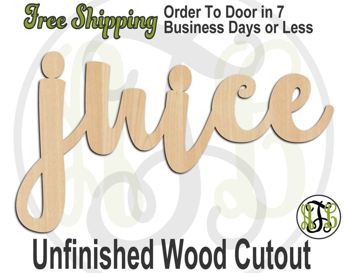 juice - 320271FrFt- Word Cutout, unfinished, wood cutout, wood craft, laser cut wood, wood cut out, Door Hanger, wooden sign, wreath accent