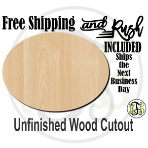 Plaque Oval Wood Cutout, Backboard for Sign, Simple Shape Cutout, unfinished, wood cut out, laser cut -40020- RUSH PRODUCTION